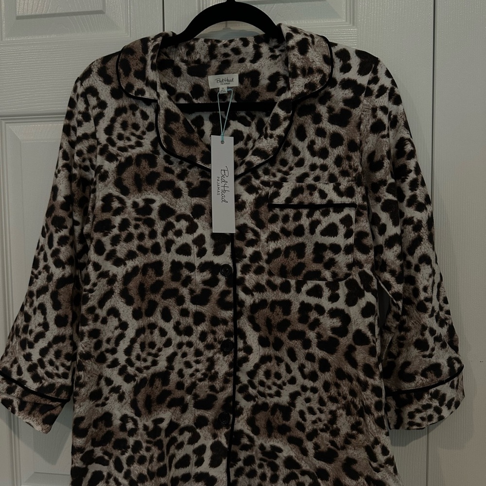 “BedHead” Leopard Print Pajama Top
